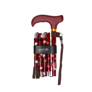 canne de marche pliable rouge, sac de rangement, dragonnes pour canne