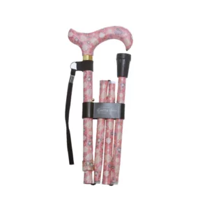 canne de marche pliable à motifs de fleurs tropicales, rose