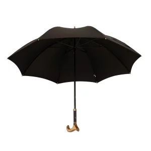 Parapluie canne de 92 cm de long, noire, poignée Derby, complet