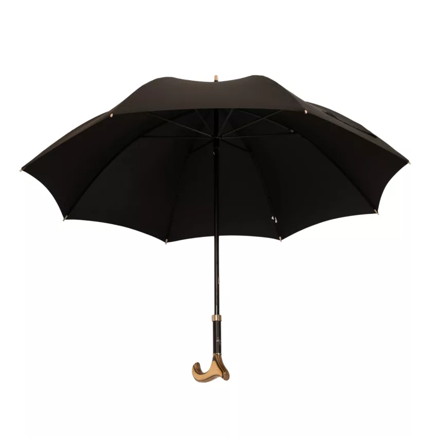 Parapluie canne de 92 cm de long, noire, poignée Derby, complet