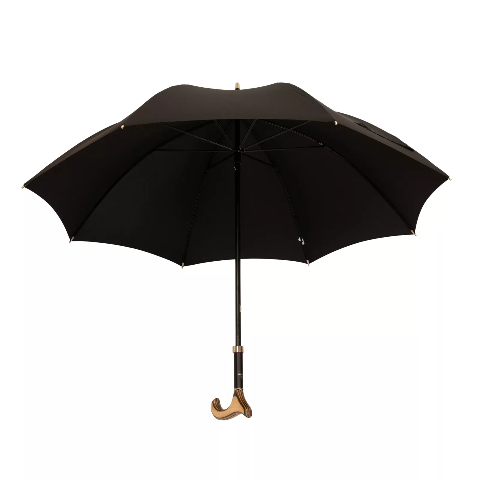 Parapluie canne de 92 cm de long, noire, poignée Derby, complet