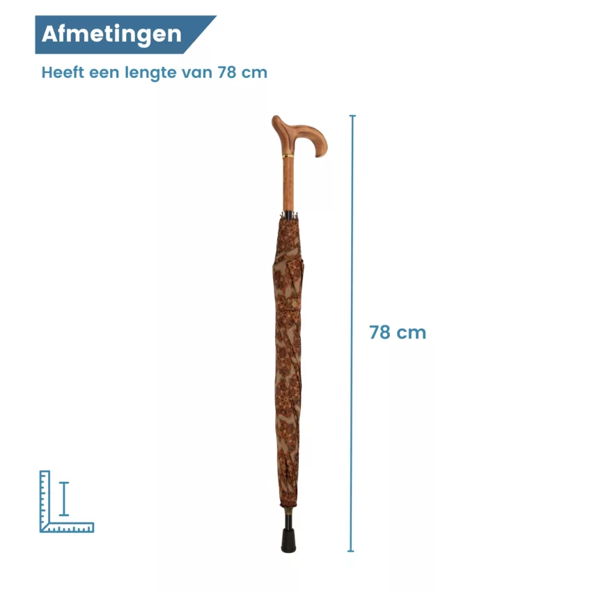 Dimensions de la parapluie canne en tissu satiné