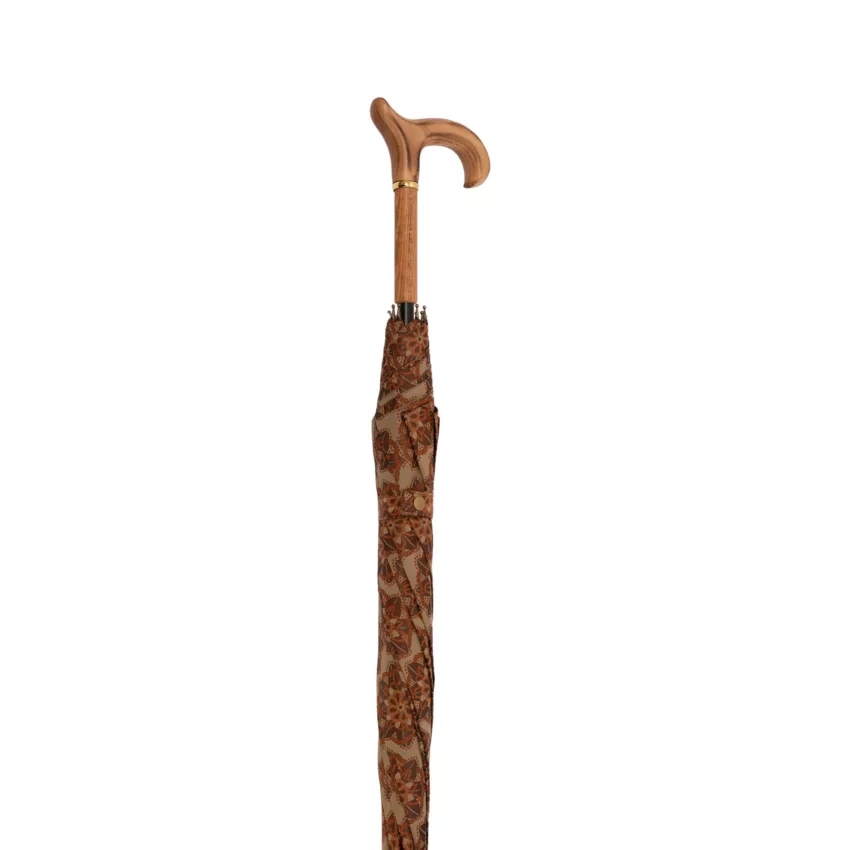 parapluie canne de marche en satin italien beige