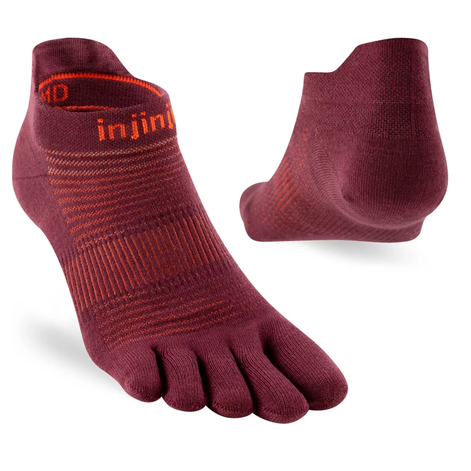 chaussettes à orteils 40,5 à 44 run lightweight no show coolmax rouge arrière