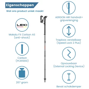 makalu antishock canne de marche pliable en carbone