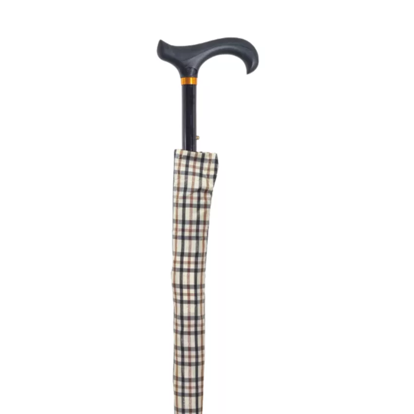 canne parapluie télescopique 2 en 1 beige