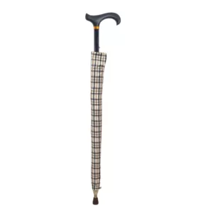uitschuifbare wandelstok paraplu 2 in 1 beige geheel