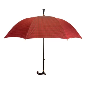 parapluie canne de marche tissu italien rouge ouvert