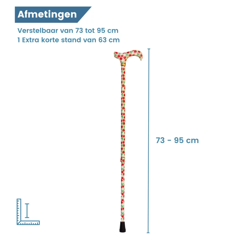 Dimensions du bâton de marche « fraises »