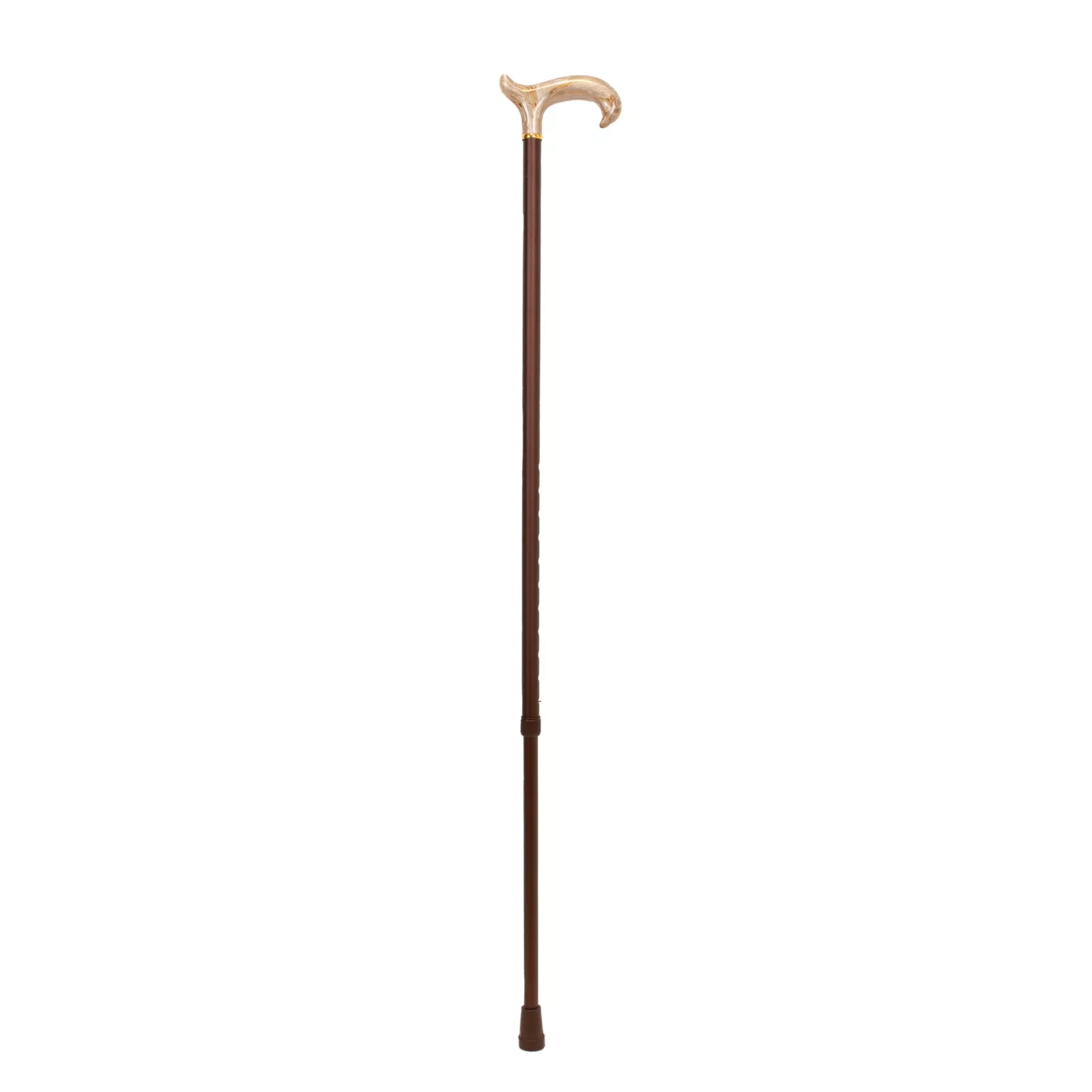 bâton de marche marron blond, poignée Derby en acrylique