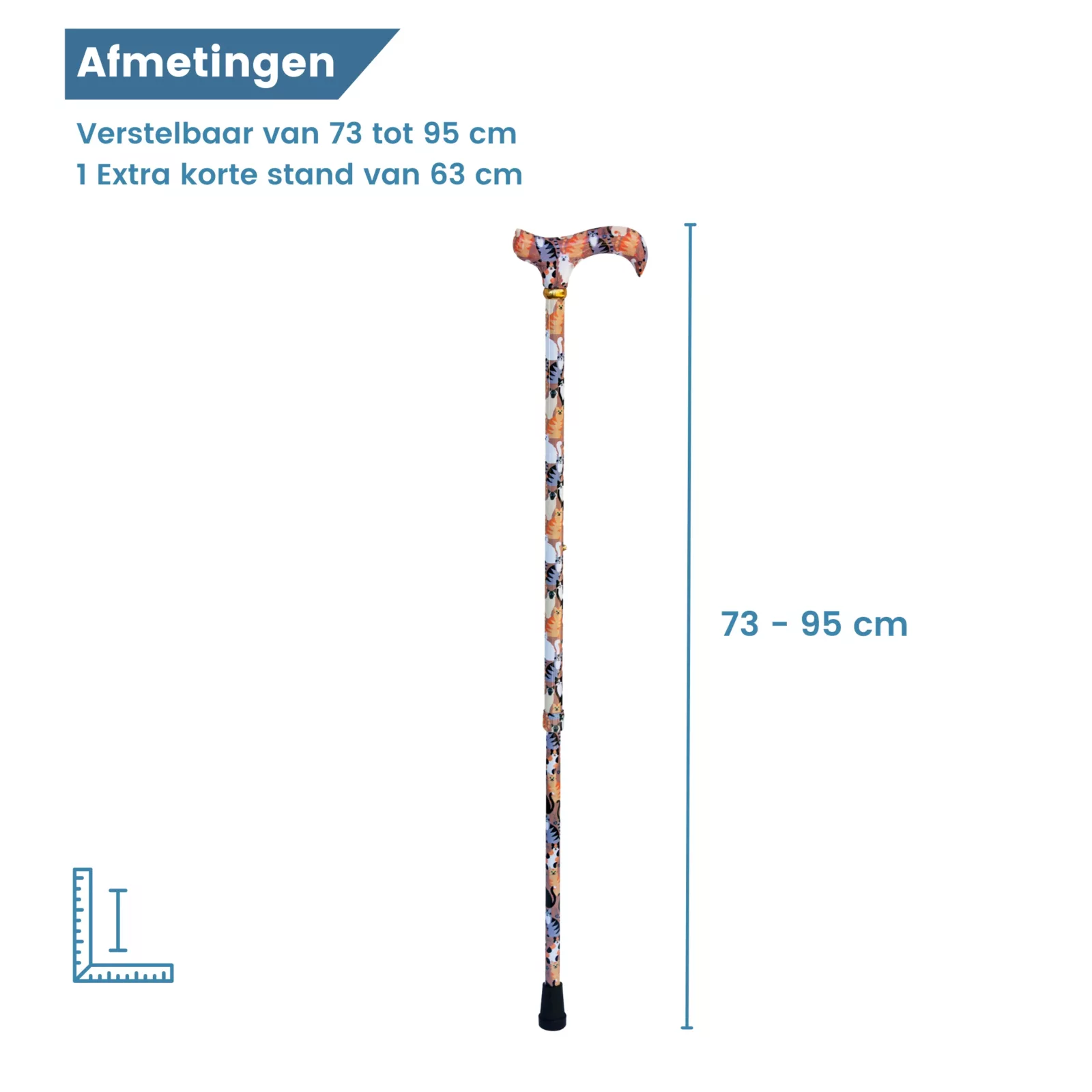Canne de marche réglable « chats » orange – dimensions