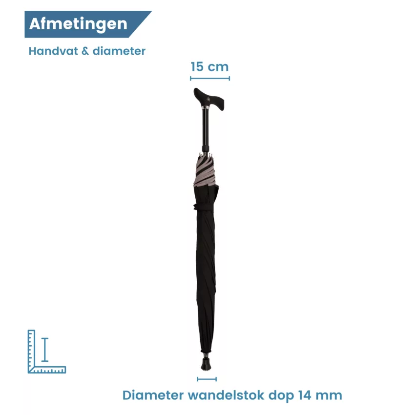 wandelstok paraplu zwart diameter