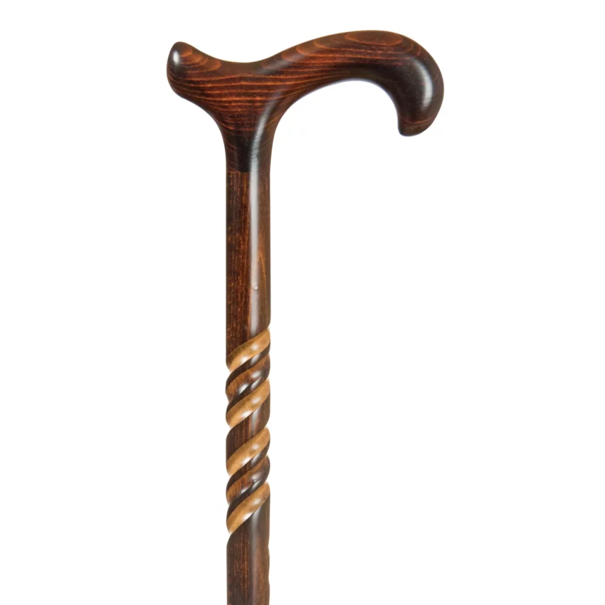 Canne de marche en bois avec spirale