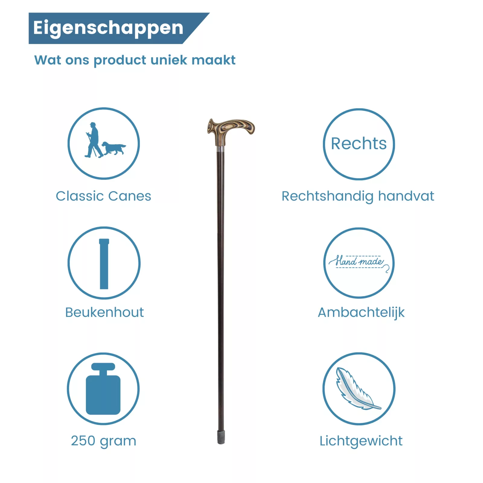 Caractéristiques des cannes de marche ergonomiques laminées