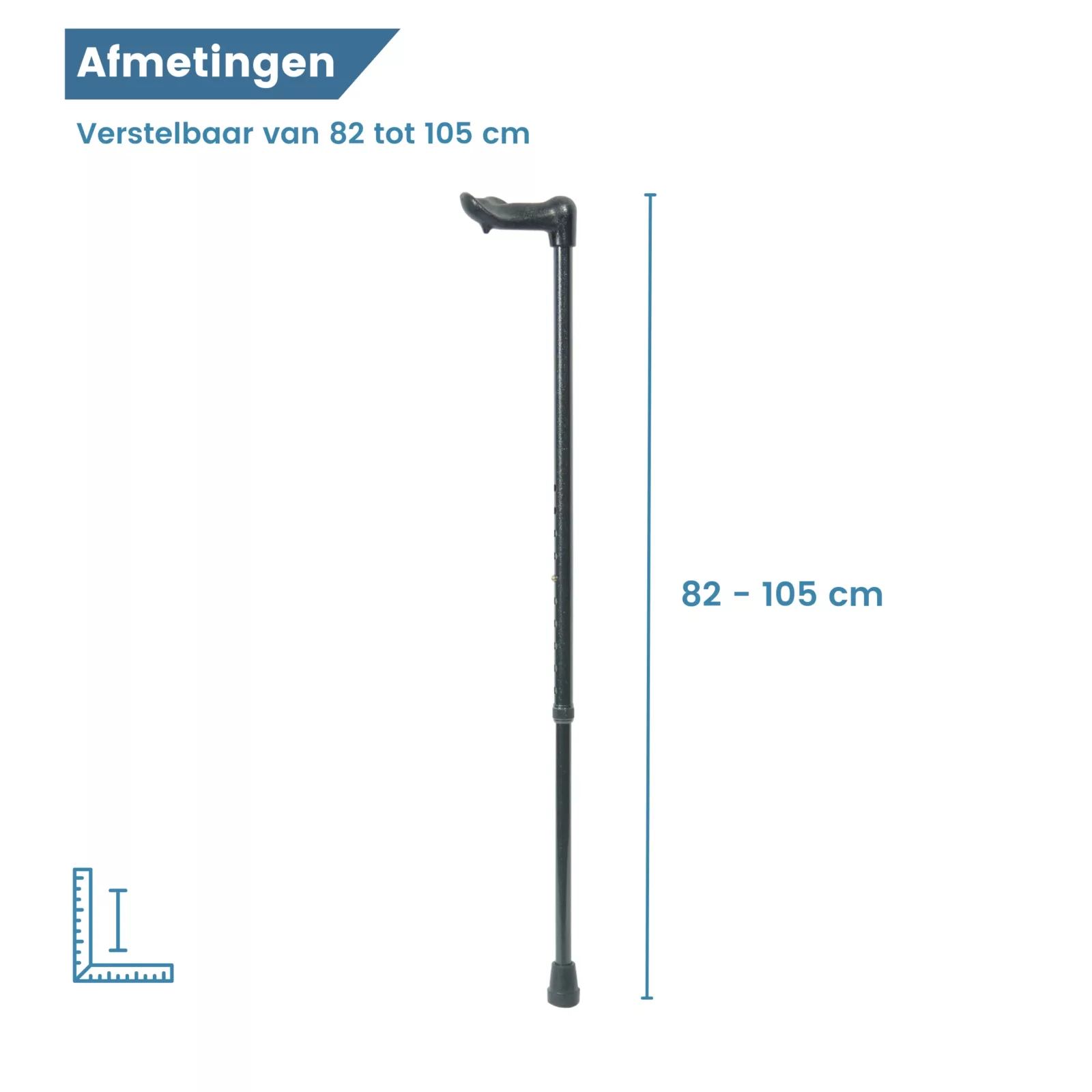 canne de marche ergonomique pour gaucher, réglable, noire, dimensions