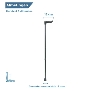 bâton de marche ergonomique pour droitier, réglable, noir, diamètre