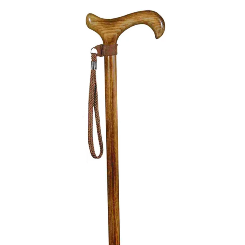 Canne de marche en bois avec dragonnes marron