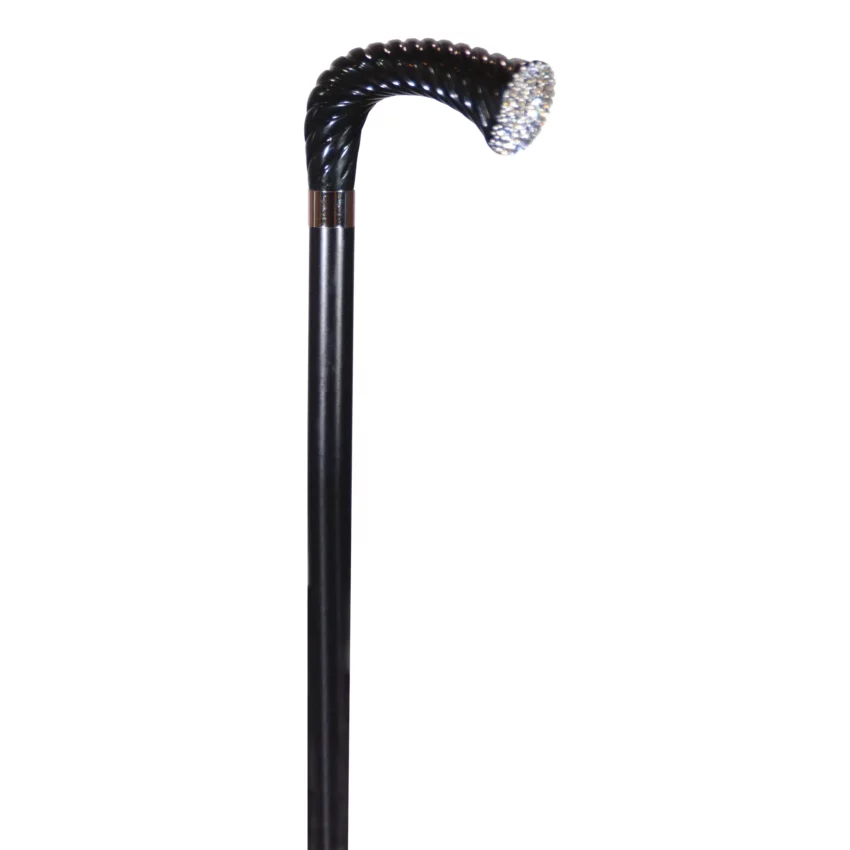 canne de marche speciale avec cristaux Swarovski, noire