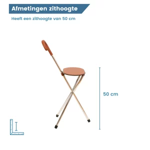 bâton de marche avec siège en cuir