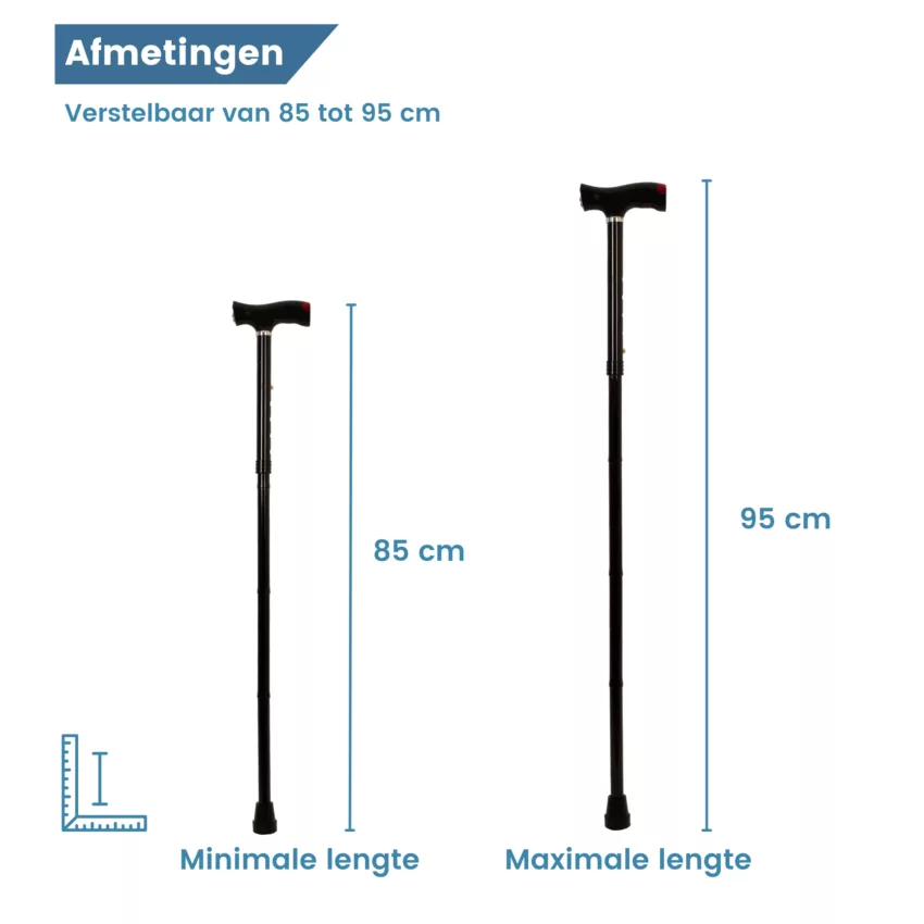Dimensions de la canne de marche pliable