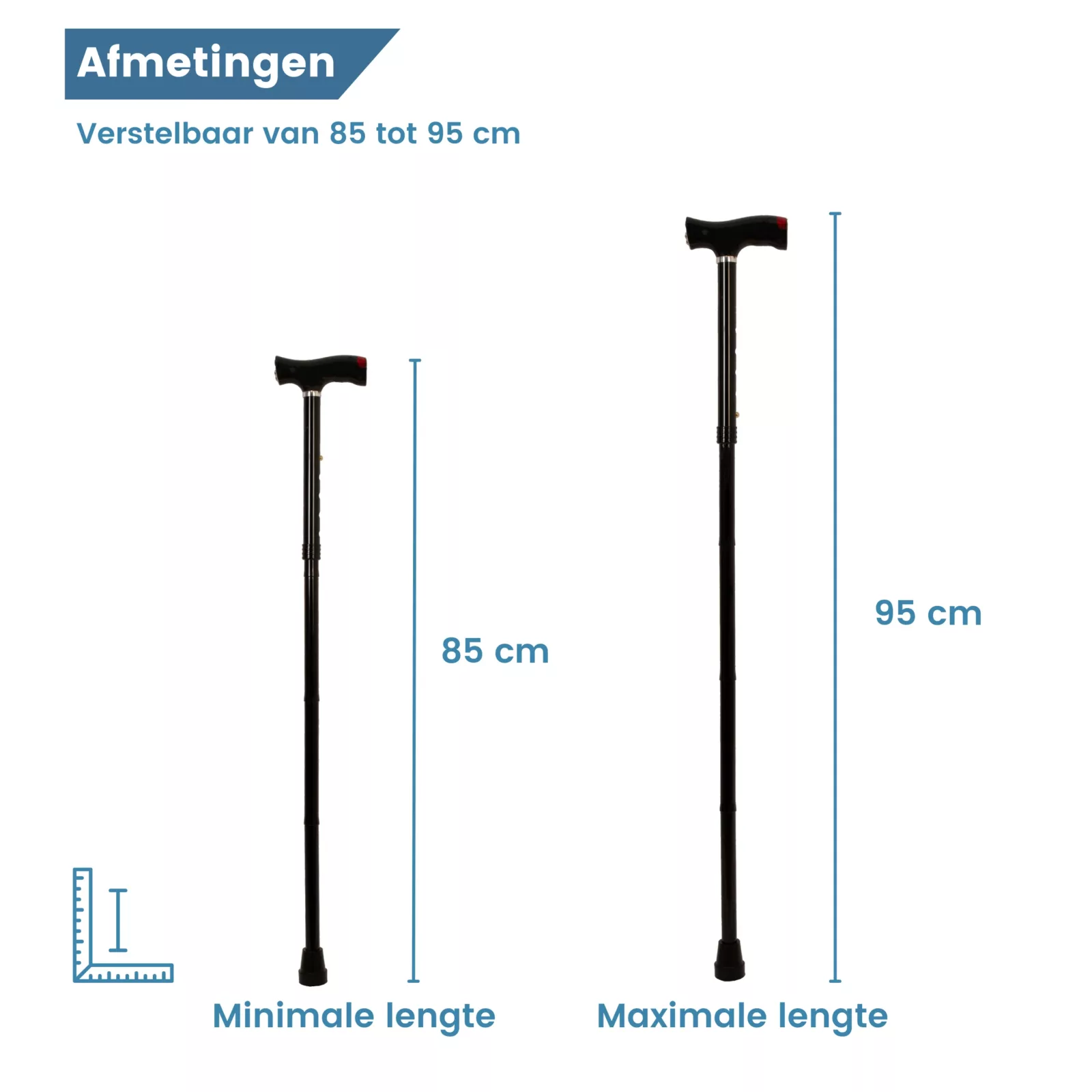 Dimensions de la canne de marche pliable