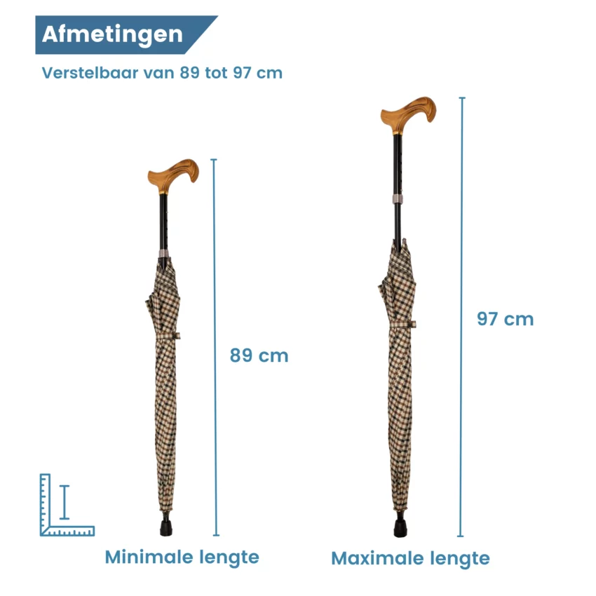 Dimensions du parapluie avec bâton de marche