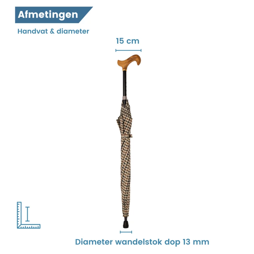 Canne parapluie réglable, couleur beige, diamètre