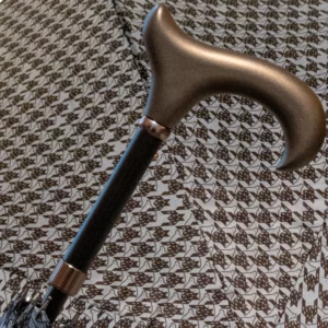 Canne parapluie réglable blanche et marron, longueur 102 cm