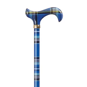 canne de marche télescopique à motif tartan bleu