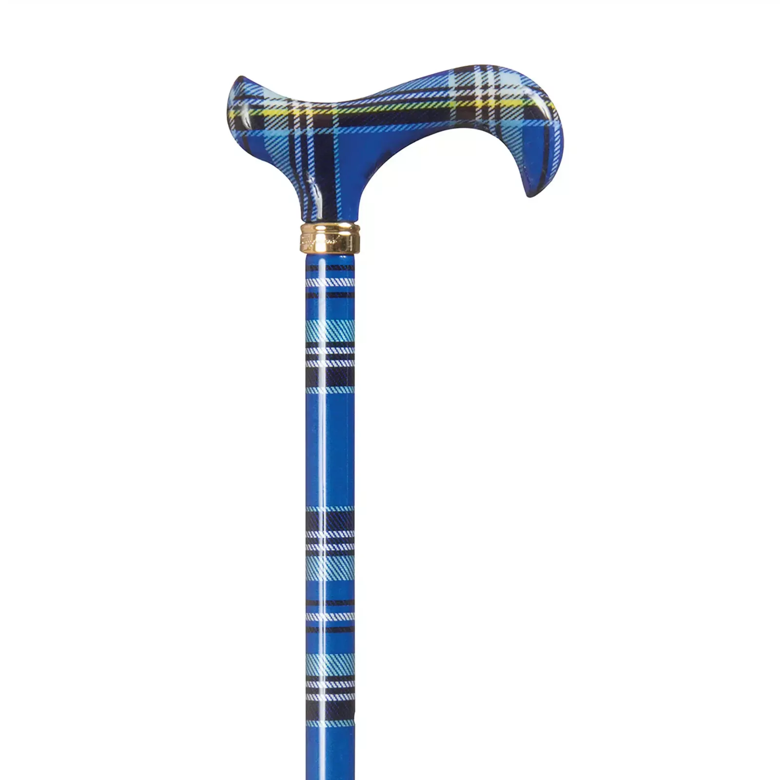 canne de marche télescopique à motif tartan bleu