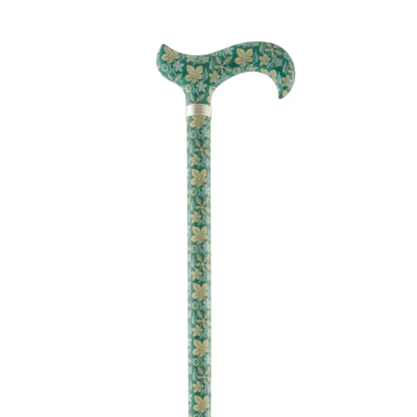 Canne de marche télescopique turquoise avec des fleurs