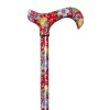Classic Canes Canne de marche réglable – Rouge – Fleurs – Tea Party