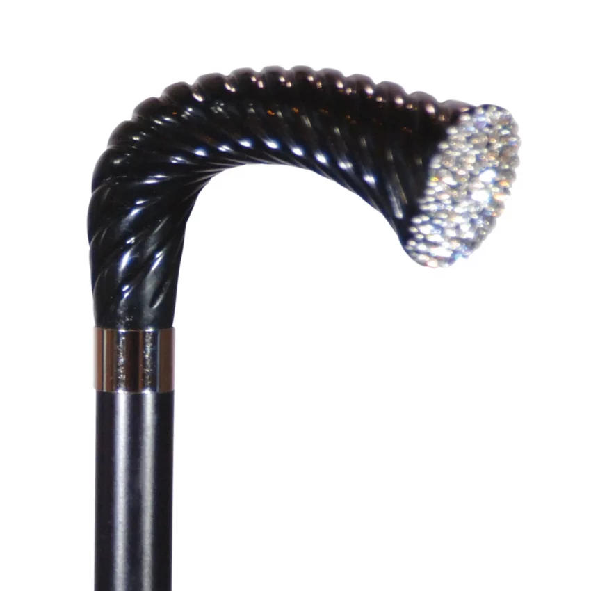 cannes de marche speciales en noir avec des cristaux Swarovski