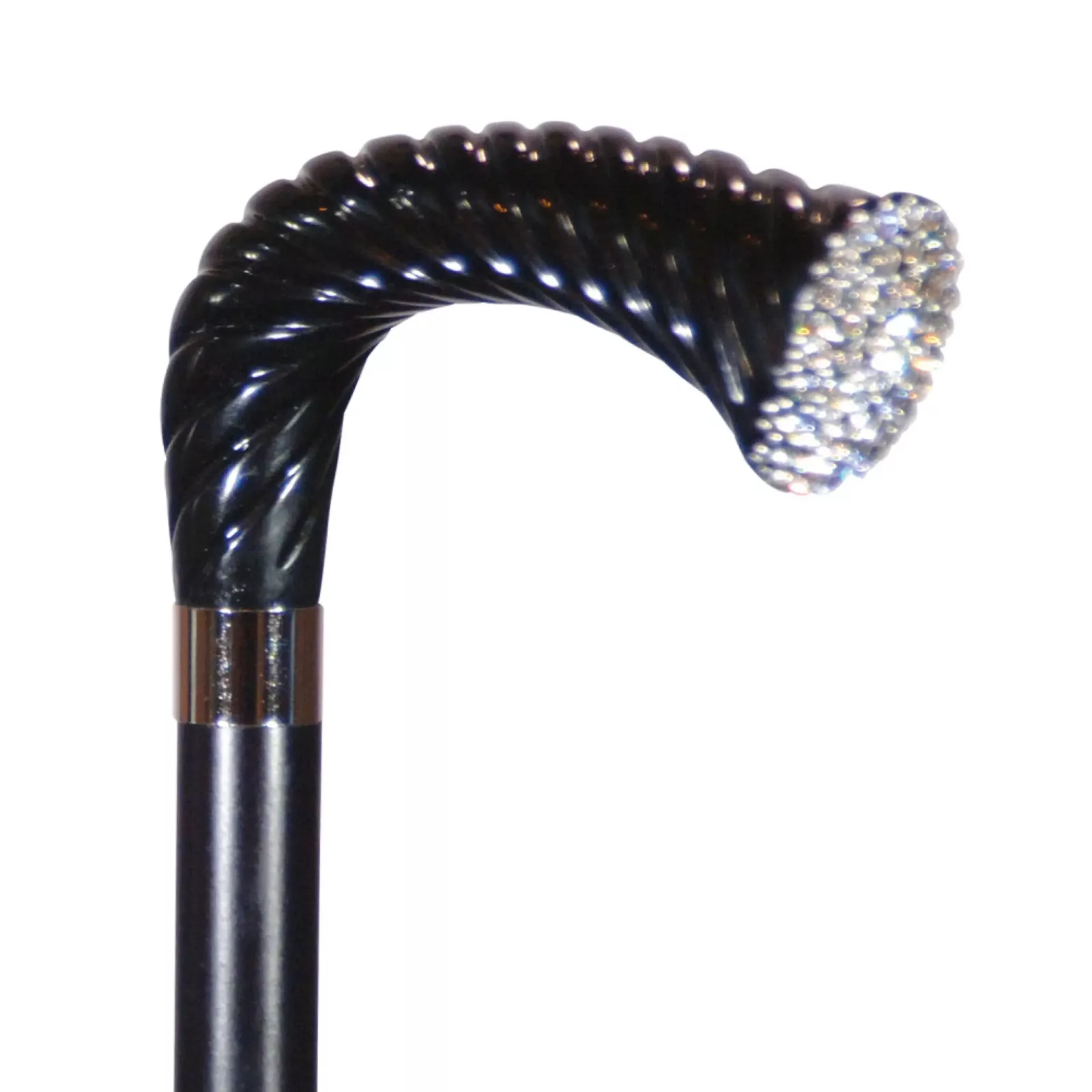 cannes de marche speciales en noir avec des cristaux Swarovski