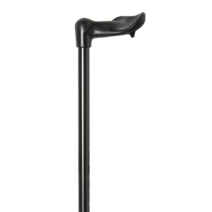Canne de marche ergonomique noire avec amortisseur, poignée à droite