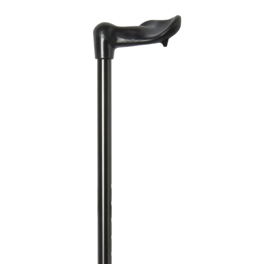 Canne de marche ergonomique noire avec amortisseur, poignée à droite